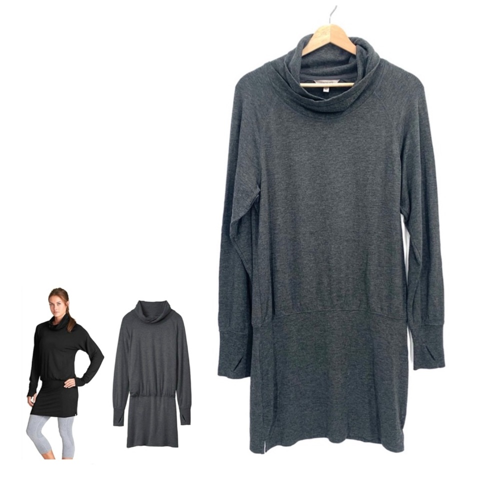 Athleta Dark Gray Duran Long Sleeve Dolman Sweater Duran Tunic Dress Small